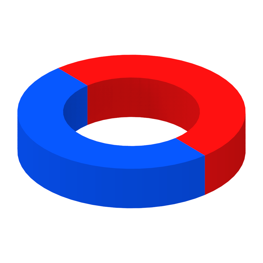 Symbol picture of a diametrically magnetised ring magnet